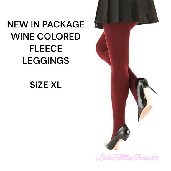 BRAND NEW IN PACKAGE WOMENS THERMO FLEECE LINED WARM TIGHTS, SIZE XL WINE COLOR - Picture 2 of 2